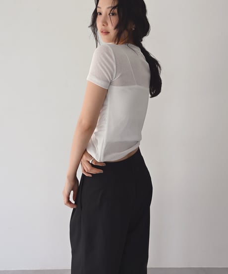 Tuck Drape Sheer Tops t1911-545