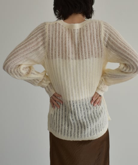 Wool Sheer Stripe Kit Tops t1911-459