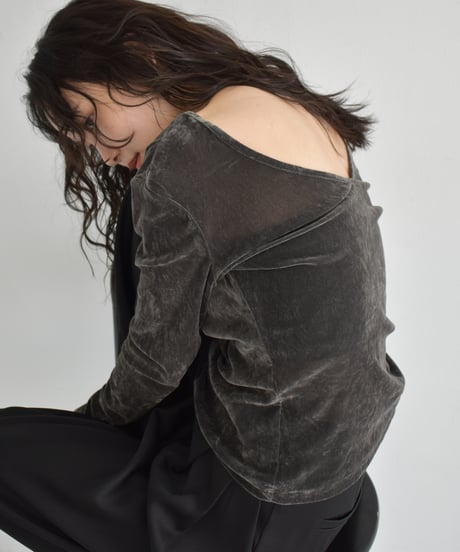 Sheer Velor Long Sleeve Tops t1911-472