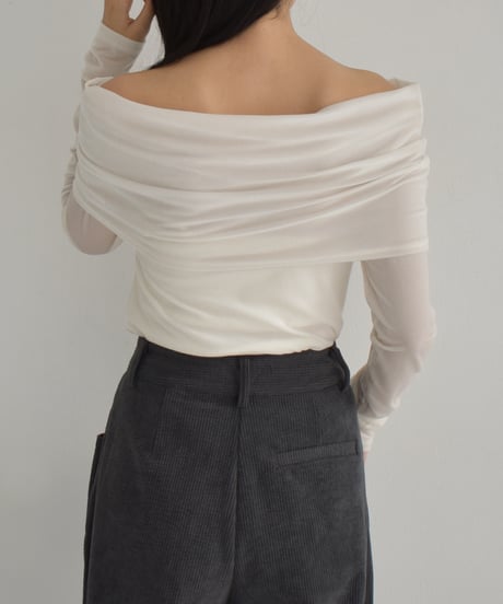 Sheer Velor Offshoulder Tops t1911-312