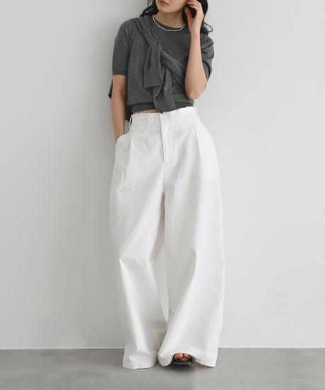Cotton Tuck Wide Pants bo2000-188