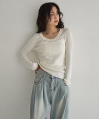 UNeck Rib Knit Tops t1911-437