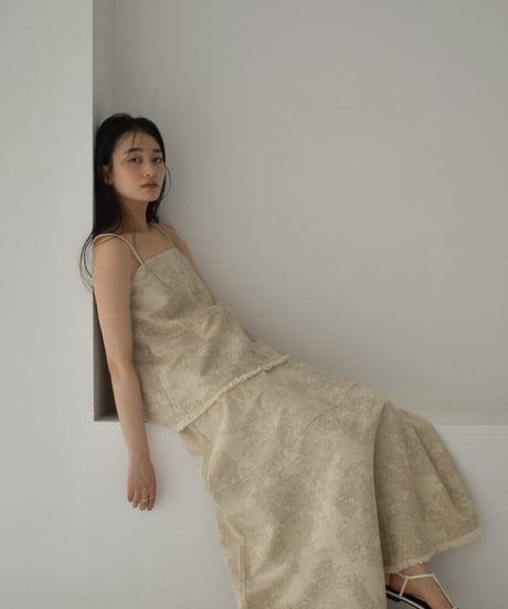 Cottonlinen Jacquard Flare Skirt【セットアップ着用可能】 bo2000-91