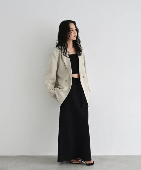 Linen Mix Double Breasted Jacket（Light beige） t1911-518