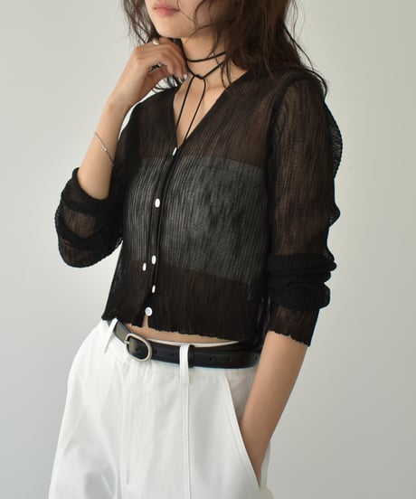 Sheer Rib Knit Cardigan t1911-386