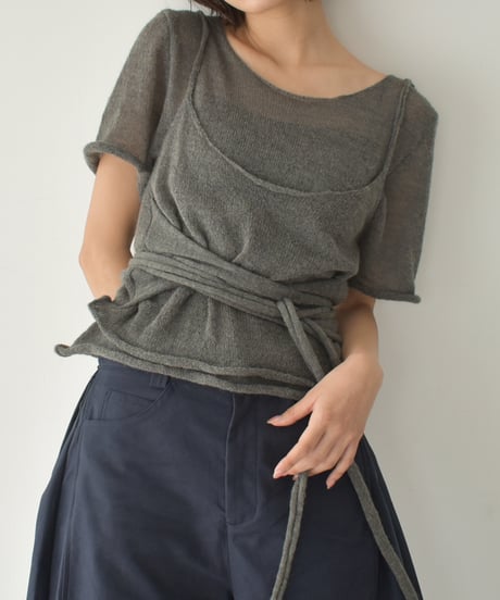 Layered Halfsleeve Sheer Knit t1911-435