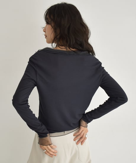 Tulle Layered Rib Tops t1911-438