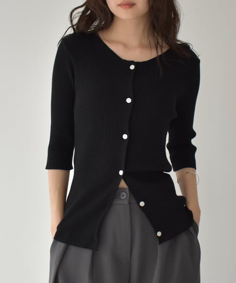 Half Sleeve Rib Knit Cardigan t1911-397