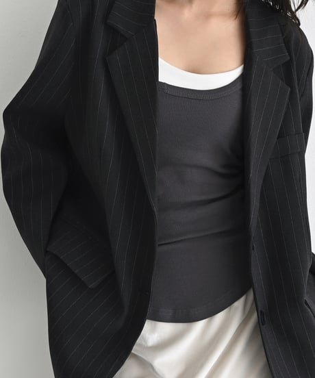 Over Size Stripe Jacket (Dark gray）t1911-517