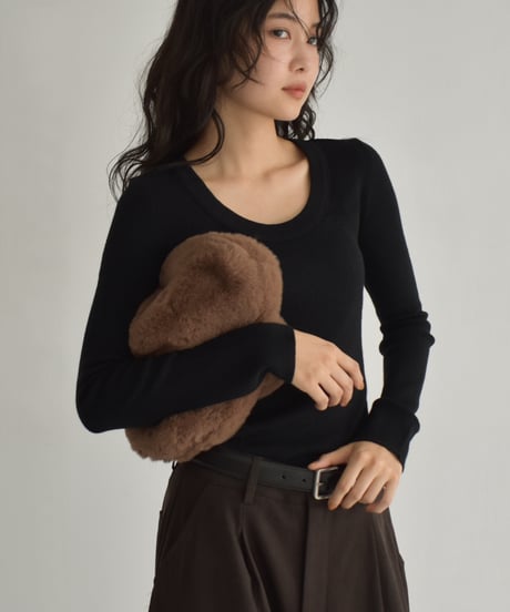 UNeck Rib Knit Tops t1911-437