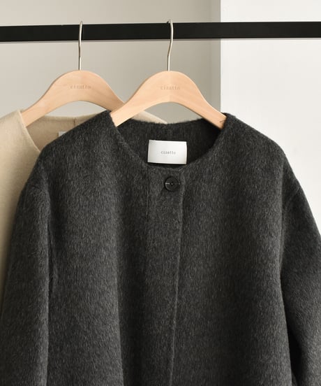 Wool Nocollar Midi Coat ⅽ1911-35