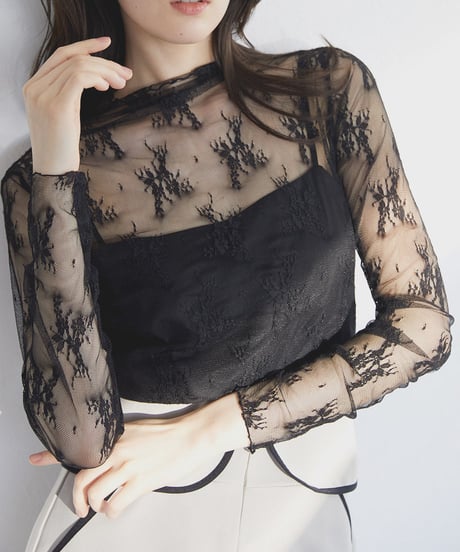 Sheer Lace Tops t1911-7