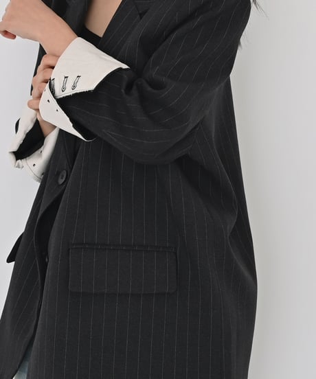 Over Size Stripe Jacket (Dark gray）t1911-517