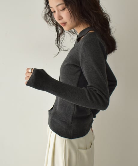 Layered Design Knit Tops t1911-445