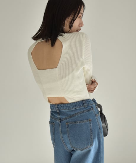 Back Design Rib Knit Tops t1911-177