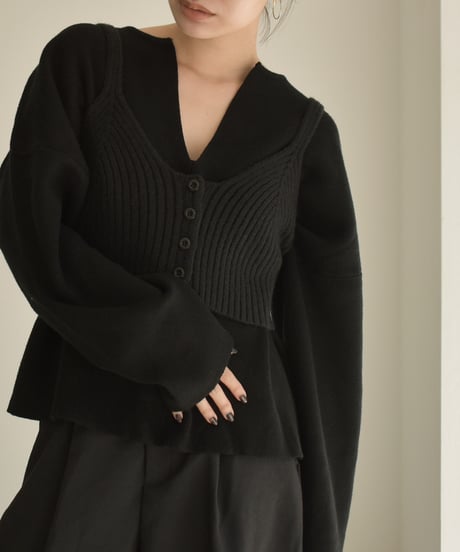 Button Design Knit Bustier t1911-230