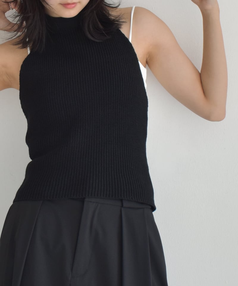 Halterneck Ribbon Knit Tops t1911-283 | cizatto