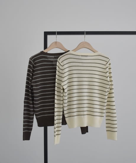 Key Neck Border Knit Cardigan t1911-515