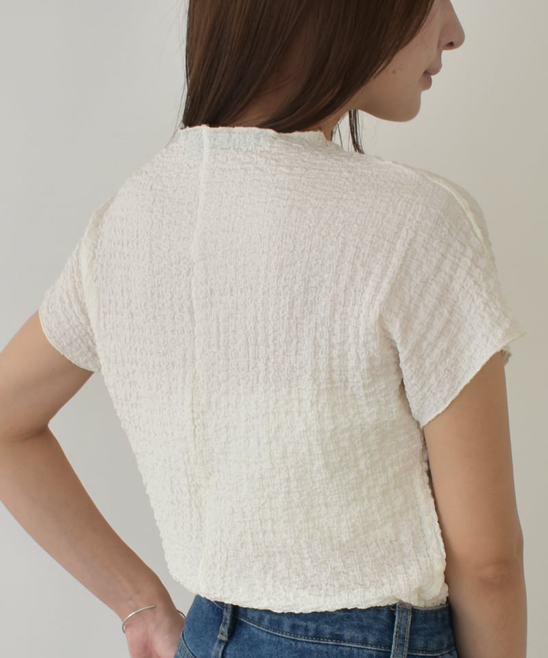 トップス Shirring Knit top SLY | SHAGGY MIX ZIP UP KNIT トップス (ニット ) |SHEL'TTER