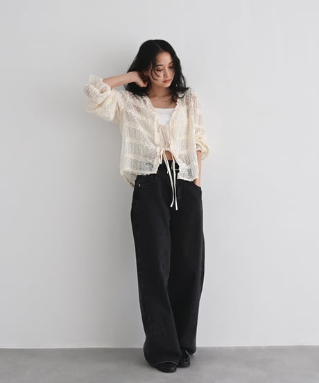 Dot Sheer Ribbon Cardigan t1911-520