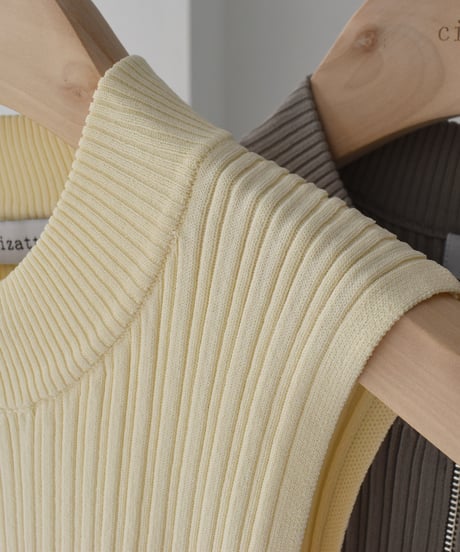 Half Zip Nosleeve Knit Tops t1911-289