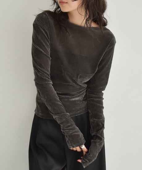 Sheer Velor Long Sleeve Tops t1911-472