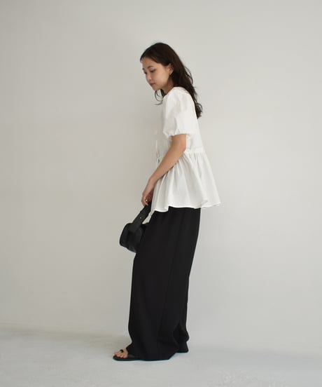 Front Ribbon Puffsleeve Blouse t1911-359