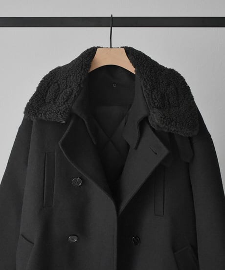 Boa Collar Wool Coat（Black）c1911-12