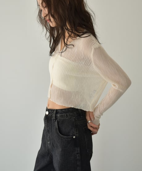Sheer Rib Knit Cardigan t1911-386