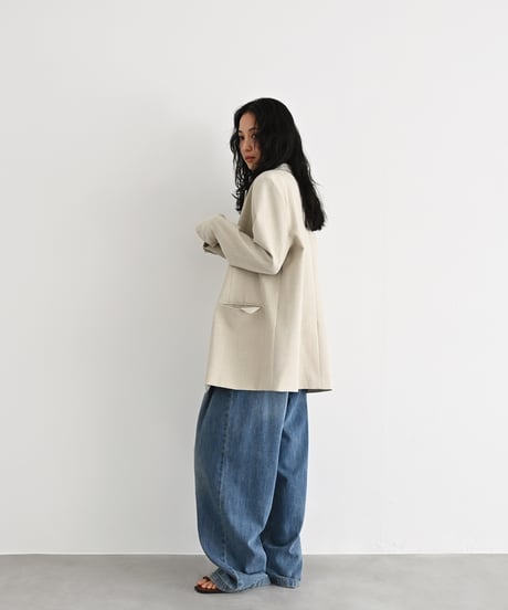 Linen Mix Double Breasted Jacket（Light beige） t1911-518