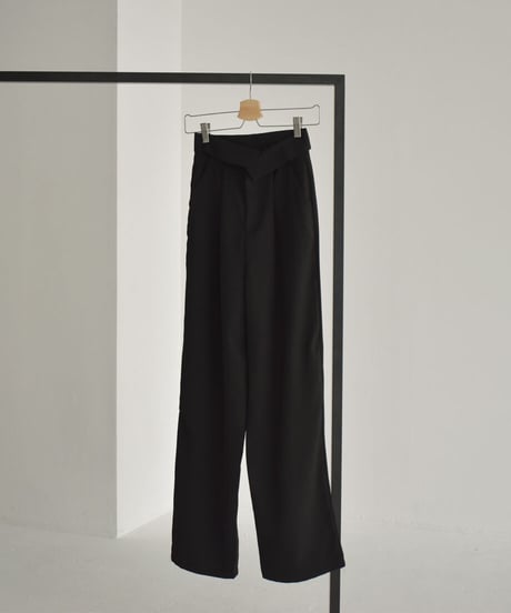 Highwaist Tuck Pants（Black）【セットアップ着用可能】 bo2000-83