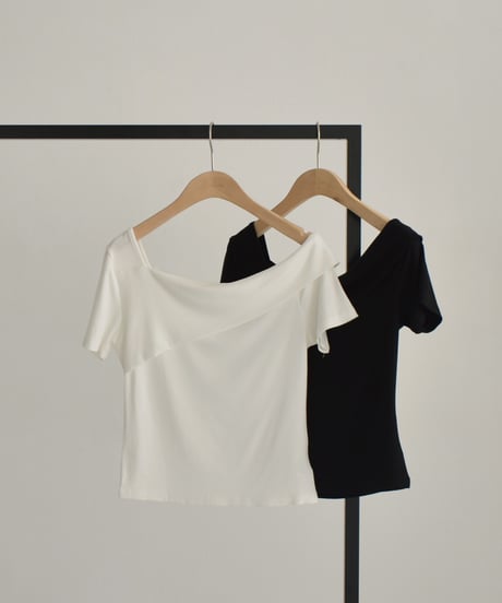 Rib Asymmetry Neck Tops t1911-423