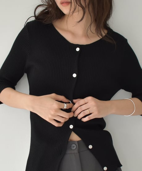 Half Sleeve Rib Knit Cardigan t1911-397