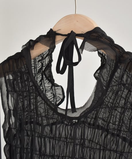 Sheer Shirring Nosleeve Tops t1911-377
