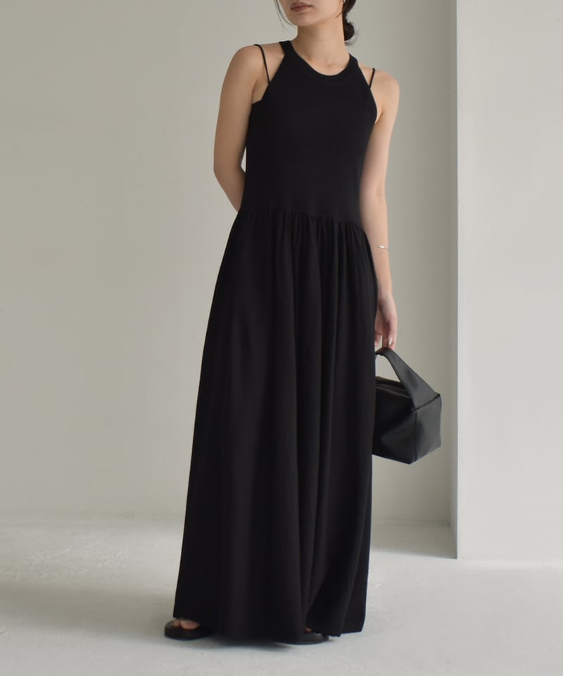 ○★新品 未使用 AMACA 定番ツィードワンピース オフホワイト I Line Knit Onepiece op-0202009521 | cizatto