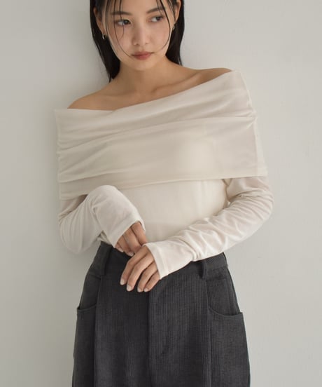 Sheer Velor Offshoulder Tops t1911-312