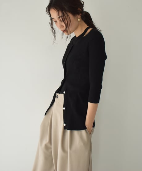 Half Sleeve Rib Knit Cardigan t1911-397