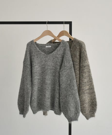 Melange Vneck Loose Knit t1911-485