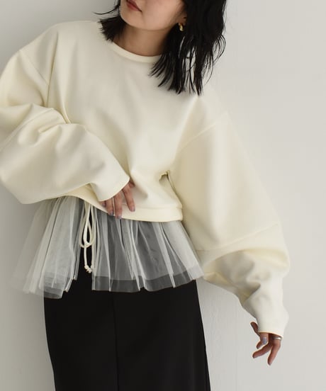 Tulle Hem Sweat Pullover t1911-255
