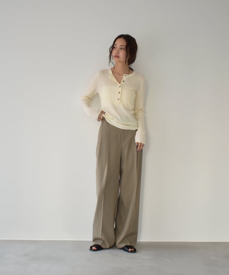 Henley Neck Kint Pullover t1911-366