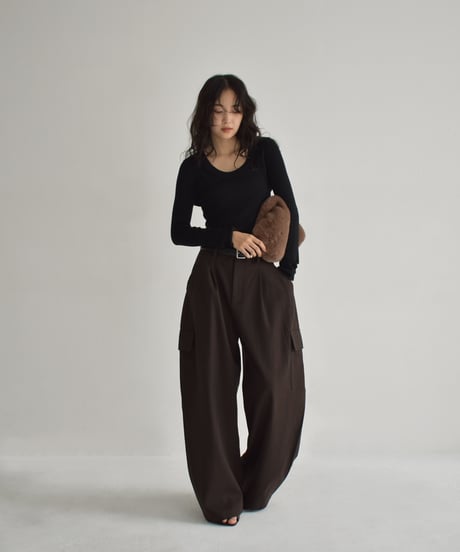 UNeck Rib Knit Tops t1911-437
