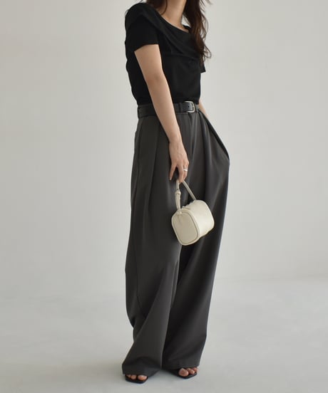 Rib Asymmetry Neck Tops t1911-423
