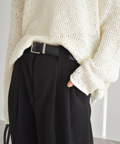 Wool Like Tuck Pants（Black）bo2000-182