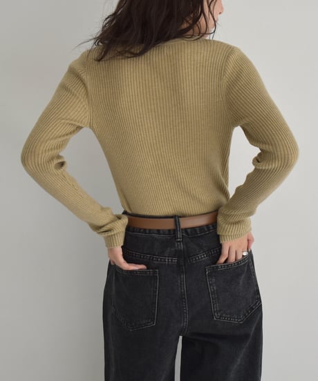 Hole Cut Rib Knit Tops t1911-349