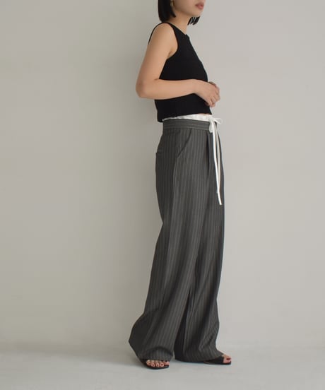 Double Waist Stripe Tuck Pants bo2000-116