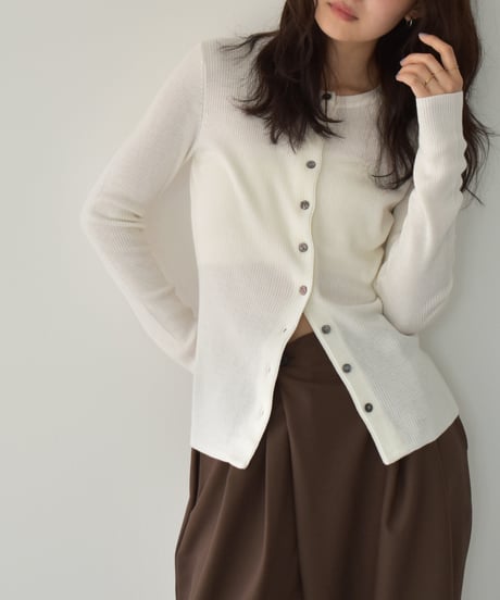 Crew Neck Rib Kint Cardigan t1911-350