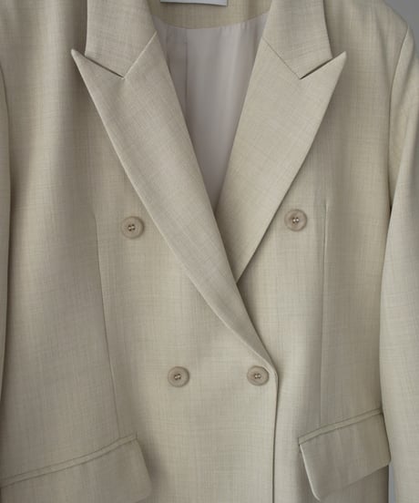 Linen Mix Double Breasted Jacket（Light beige） t1911-518