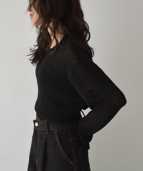 Back Ribbon Knit Pullover t1911-446