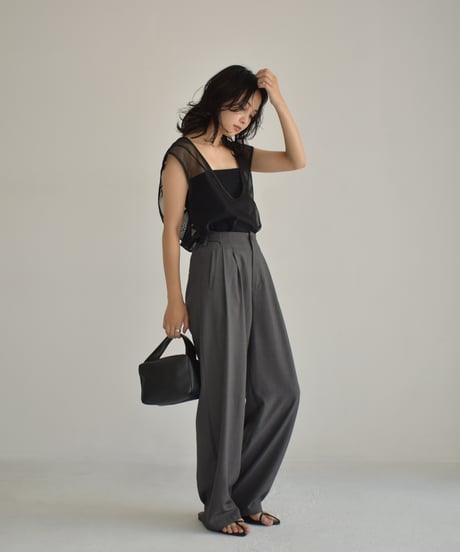 Piping Mesh Uneck Tops t1911-247