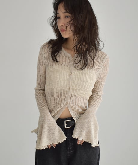 Bell Sleeve Sheer Knit Cardigan t1911-461